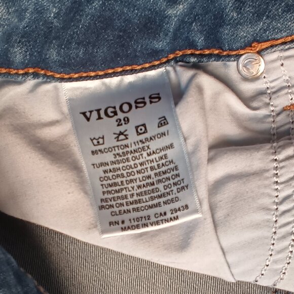 Vigoss Jeans Size 29/8 Thompson Tomboy Mid Rise Slim Leg Medium Wash Distressed - Picture 6 of 10